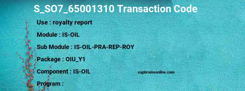 SAP S_SO7_65001310 transaction code