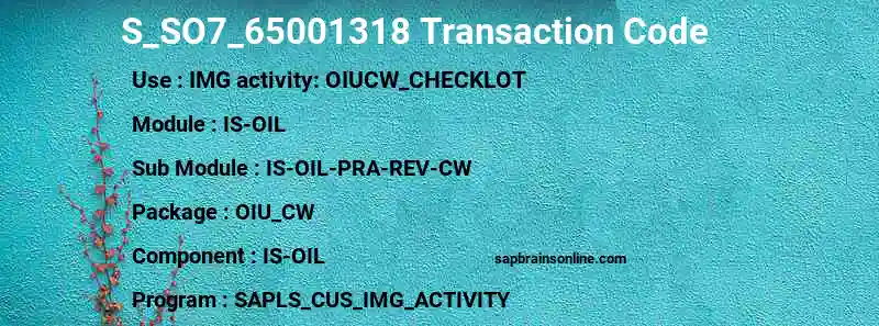 SAP S_SO7_65001318 transaction code