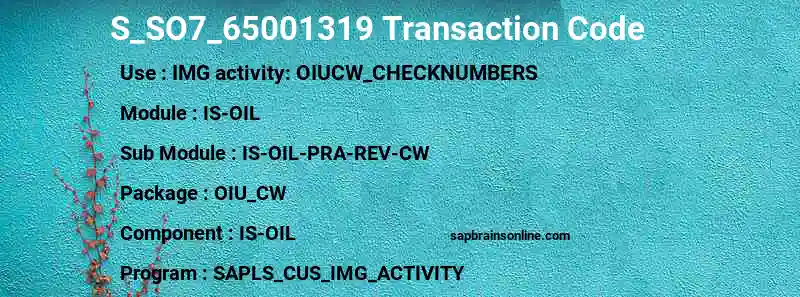 SAP S_SO7_65001319 transaction code