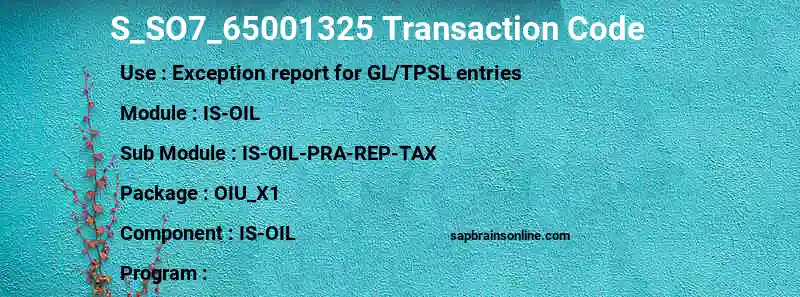 SAP S_SO7_65001325 transaction code