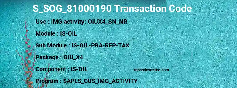 SAP S_SOG_81000190 transaction code