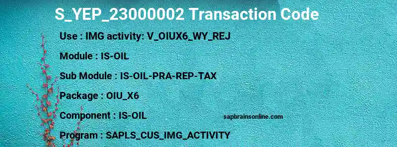 SAP S_YEP_23000002 transaction code
