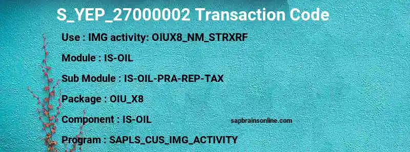 SAP S_YEP_27000002 transaction code