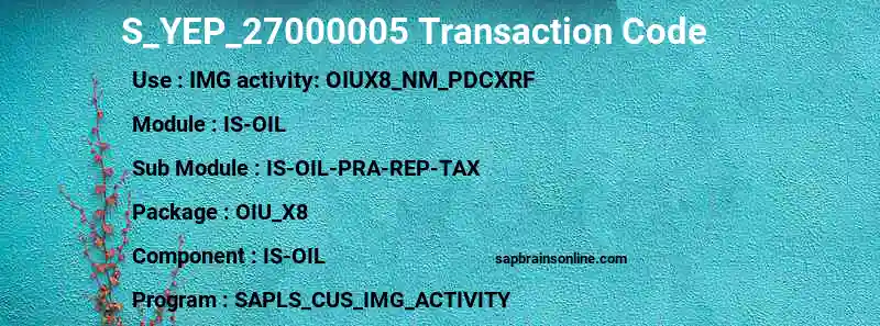 SAP S_YEP_27000005 transaction code