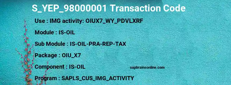 SAP S_YEP_98000001 transaction code
