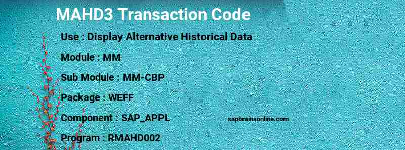 SAP MAHD3 transaction code