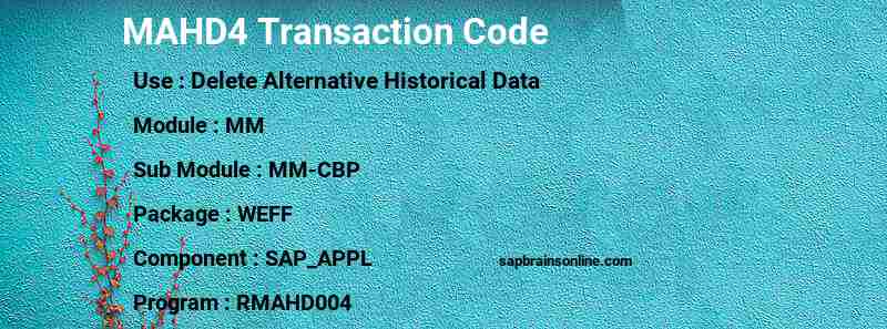 SAP MAHD4 transaction code