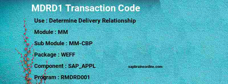 SAP MDRD1 transaction code