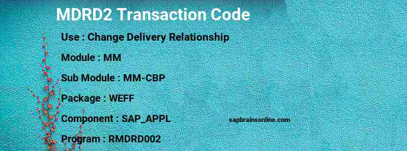 SAP MDRD2 transaction code