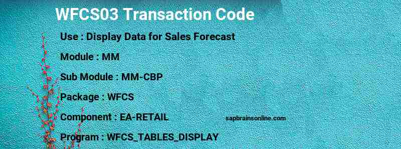 SAP WFCS03 transaction code