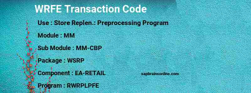 SAP WRFE transaction code