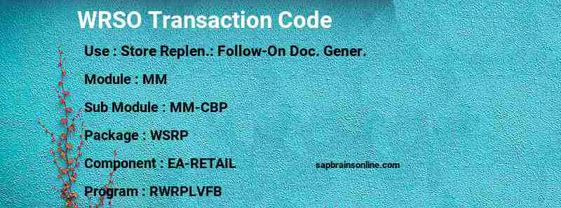 SAP WRSO transaction code