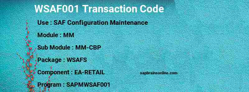 SAP WSAF001 transaction code