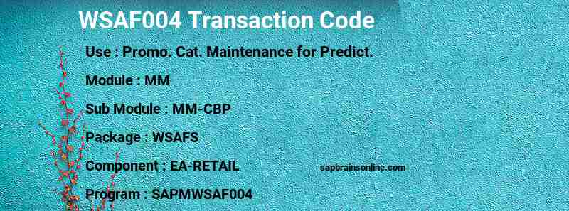SAP WSAF004 transaction code
