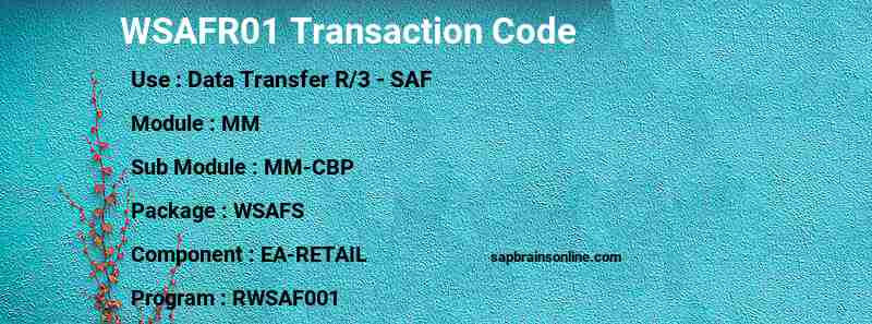 SAP WSAFR01 transaction code