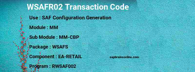 SAP WSAFR02 transaction code