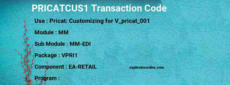 SAP PRICATCUS1 transaction code