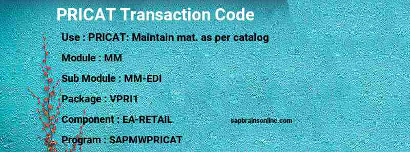 SAP PRICAT transaction code