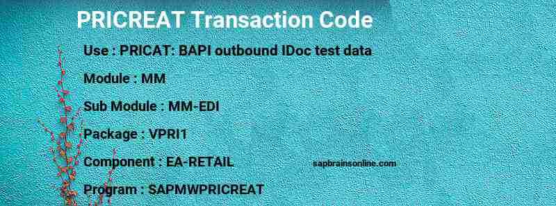 SAP PRICREAT transaction code