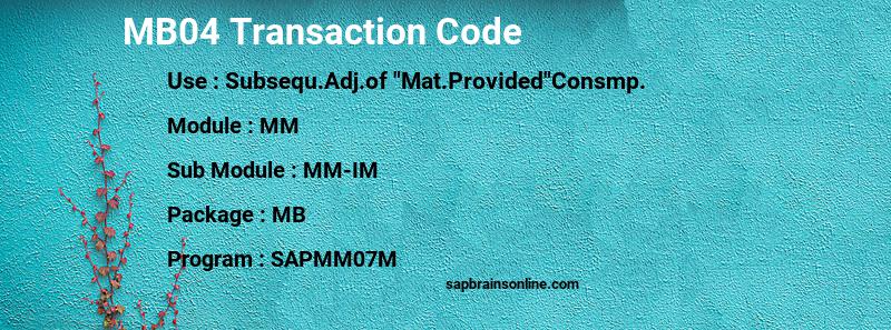 SAP MB04 transaction code
