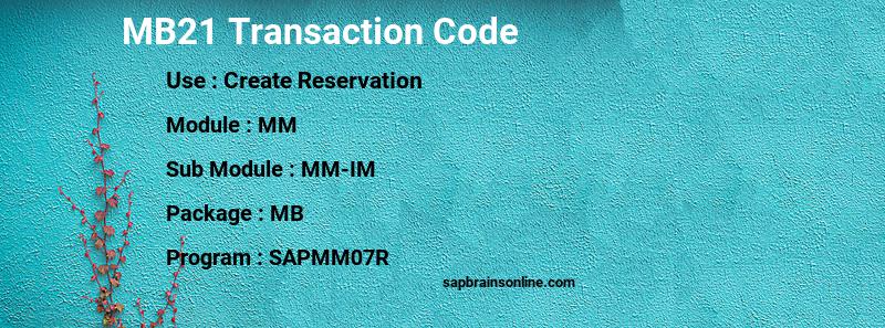 SAP MB21 transaction code