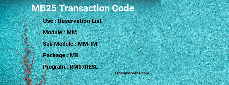 SAP MB25 transaction code