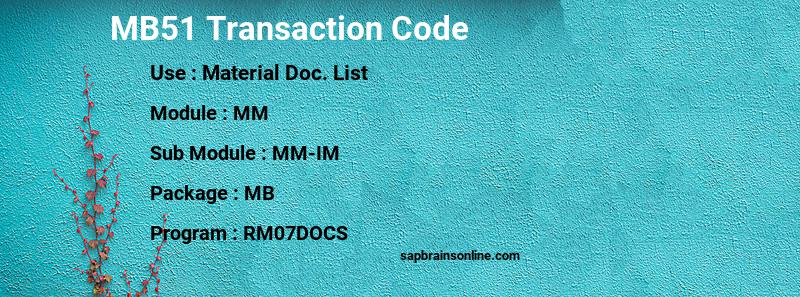 SAP MB51 transaction code