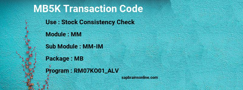 SAP MB5K transaction code