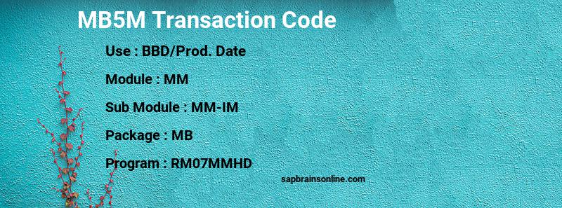 SAP MB5M transaction code