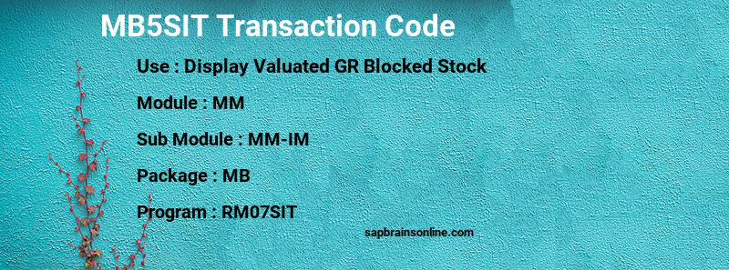 SAP MB5SIT transaction code