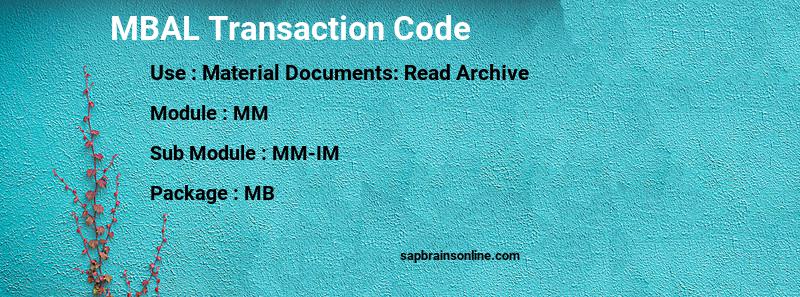 SAP MBAL transaction code