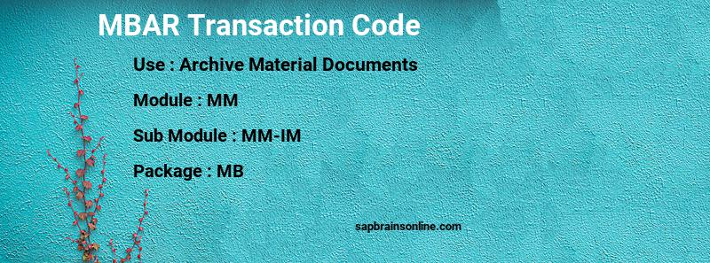 SAP MBAR transaction code