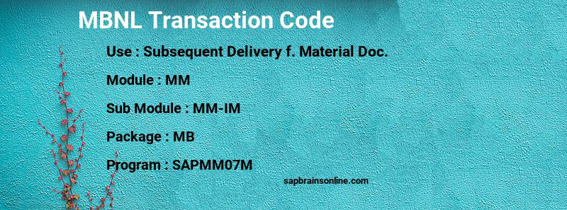 SAP MBNL transaction code