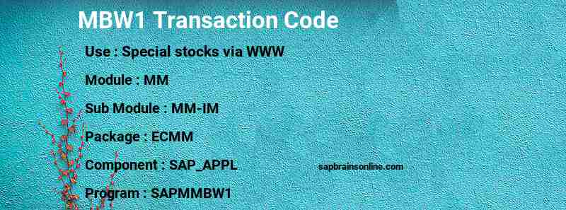 SAP MBW1 transaction code