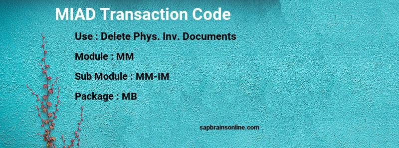 SAP MIAD transaction code