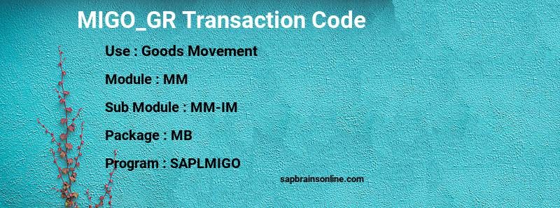 SAP MIGO_GR transaction code