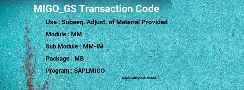 SAP MIGO_GS transaction code