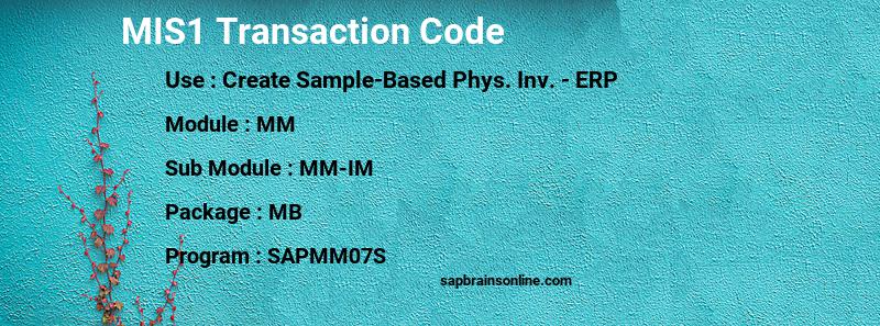 SAP MIS1 transaction code