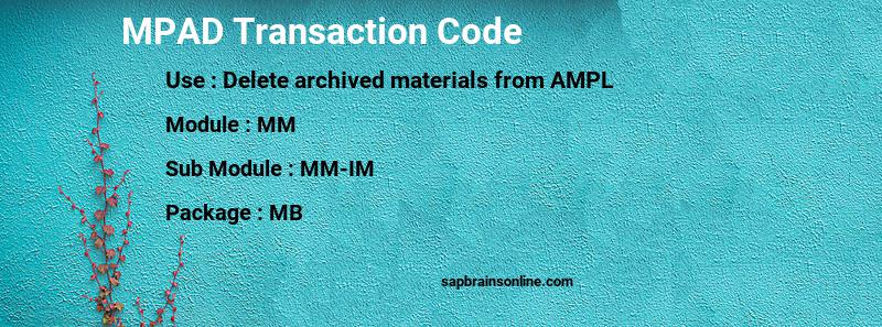 SAP MPAD transaction code