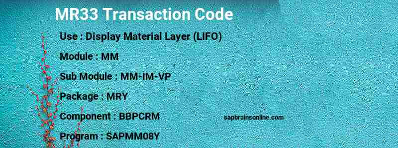 SAP MR33 transaction code