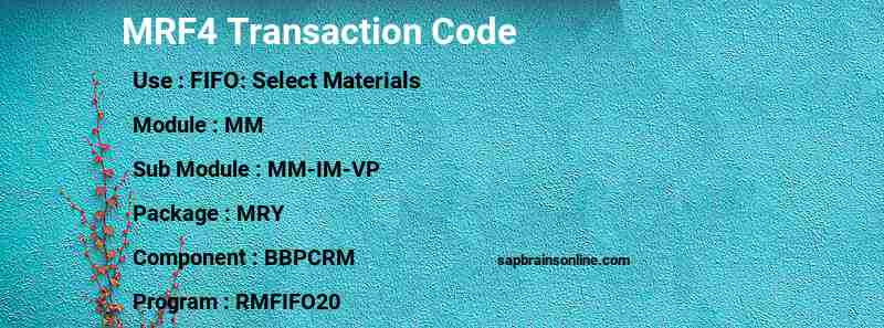 SAP MRF4 transaction code