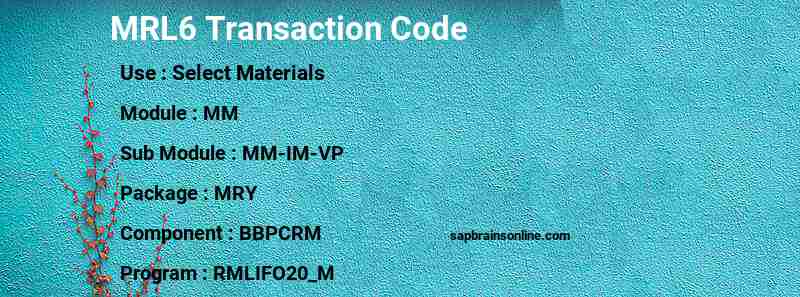 SAP MRL6 transaction code