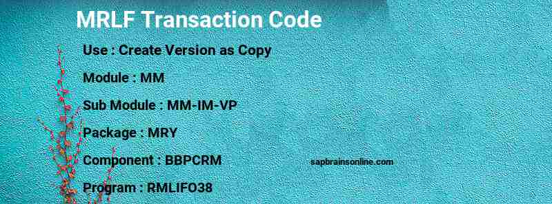 SAP MRLF transaction code