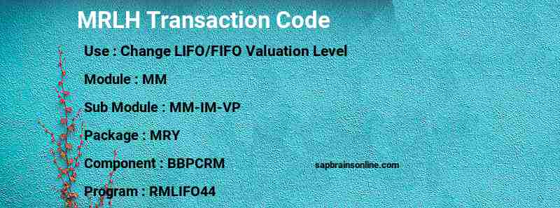 SAP MRLH transaction code