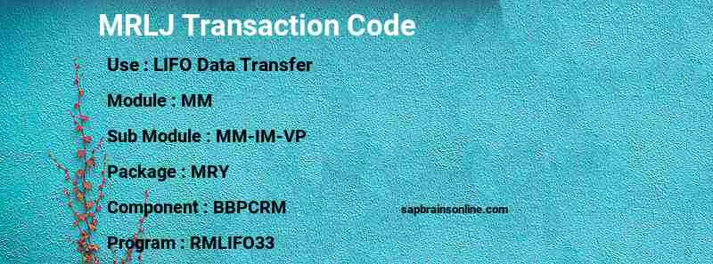 SAP MRLJ transaction code