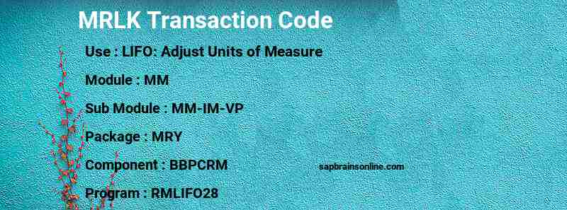 SAP MRLK transaction code