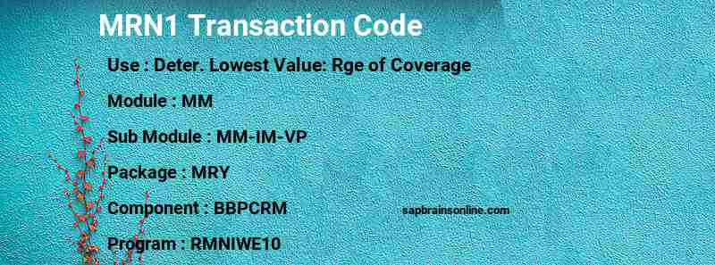 SAP MRN1 transaction code