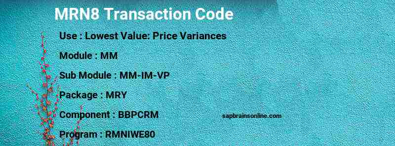 SAP MRN8 transaction code