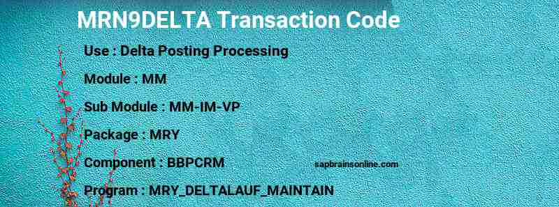 SAP MRN9DELTA transaction code