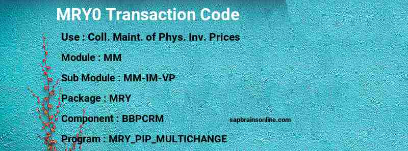 SAP MRY0 transaction code